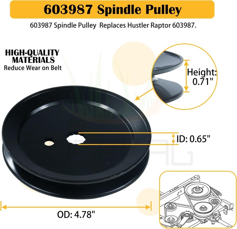 BOSFLAG 2 Pack 604214 Spindle Assembly with 603987 Pulley 793828 Belt Replaces Hustler 604214 Spindle Assembly Hustler Part 604214 Hustler Spindle 604214 Spindle 604214 Hustler Raptor Spindle 604214 - Image 3